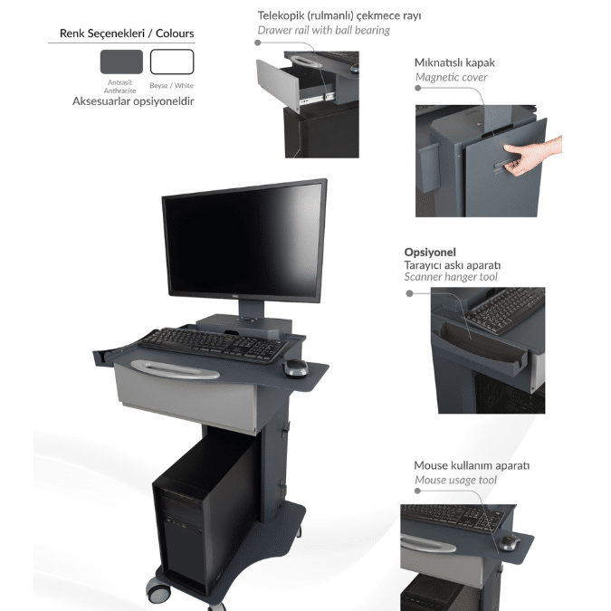 Kasalı Bilgisayar Sehpası HKS-02