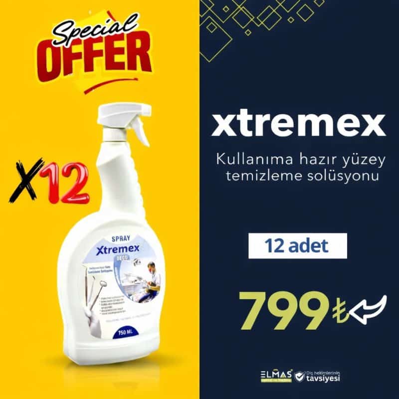 12 adet Xtremex kullanma hazır yüzey temizleme solüsyonu 750 ml