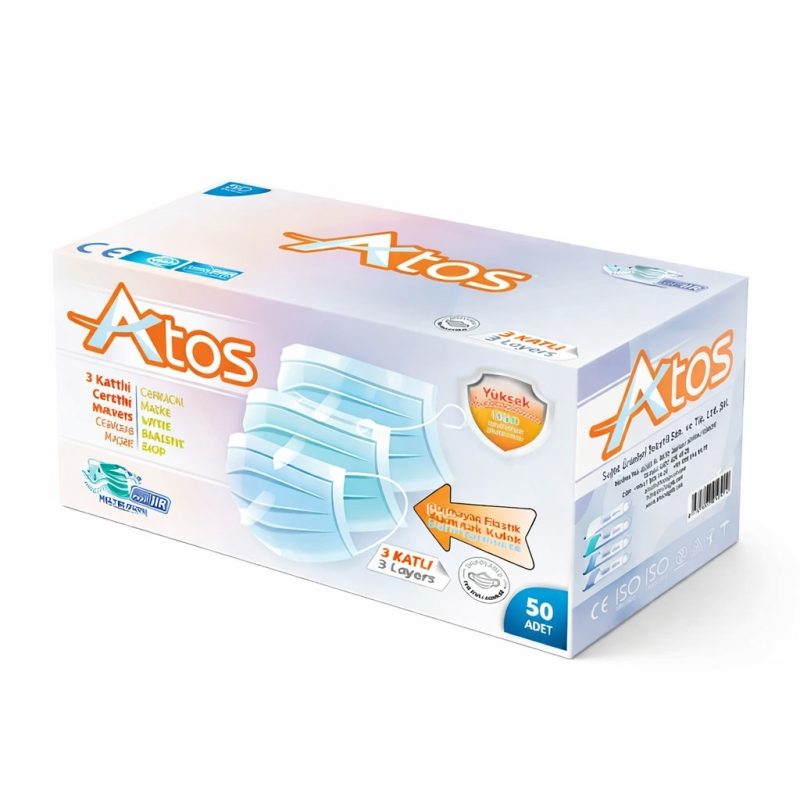 Atos Maske Düz Ve Esnek Lastikli 50lik