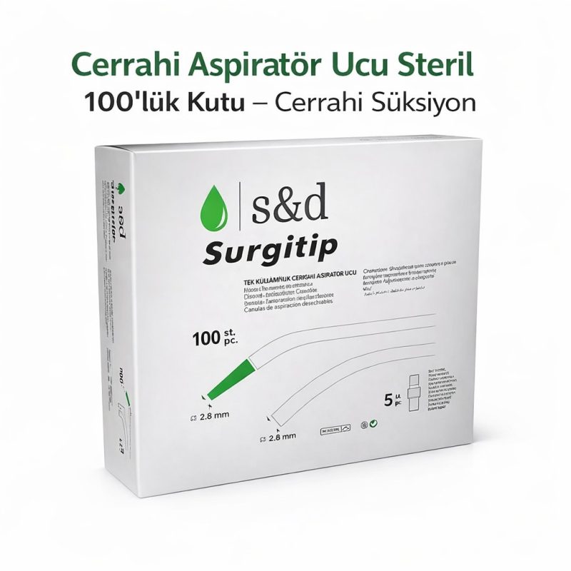 Cerrahi Aspiratör Ucu Steril 100 Lük Kutu Cerrahi Sakşın