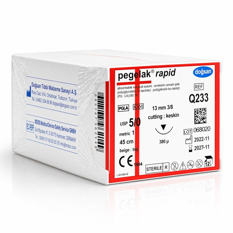 Doğsan Pegelak Rapid 30 , 40 , 50 16 38 Keskin (▼) 75cm PGLA Emilebilir Sütür 12 Ad.Pkt