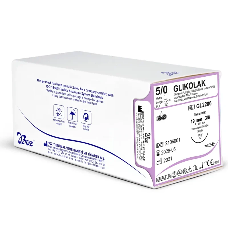 Glikolak 3/0 , 4/0 , 5/0 16 3/8 Keskin (Δ) 75cm PGLA Emilebilir Sütür 12 Ad./Pkt - 5/0