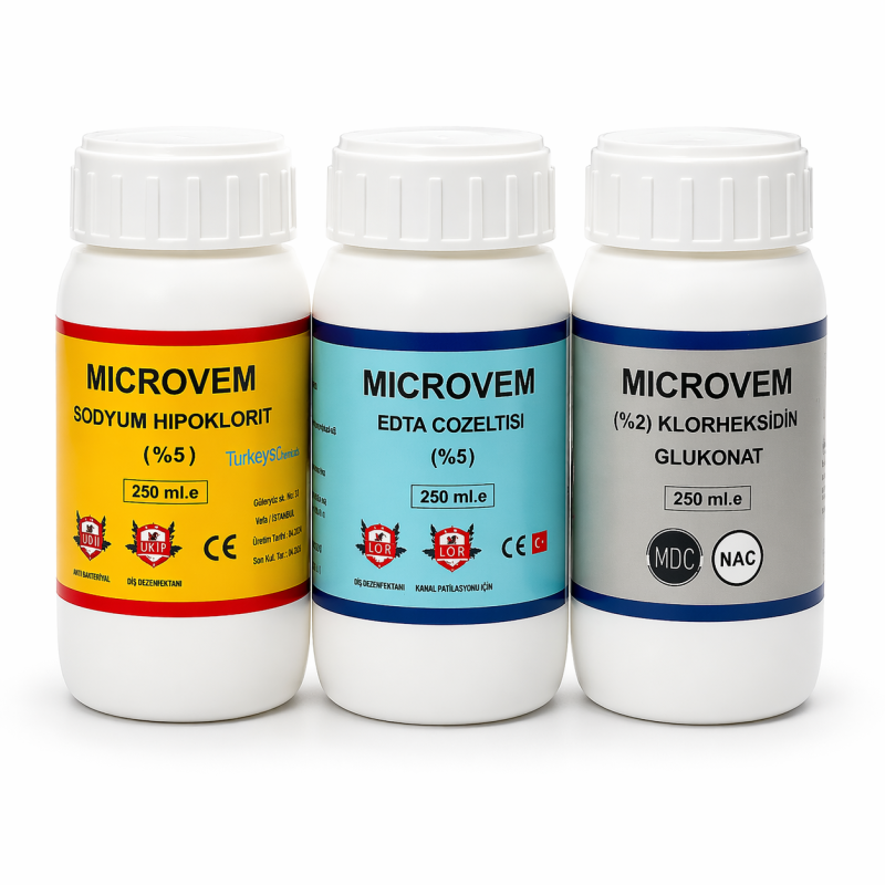 MİCROVEM SODYUM HİPOKLORİT %5 + Edta Solution 5% + Klorheksidin 2% takim