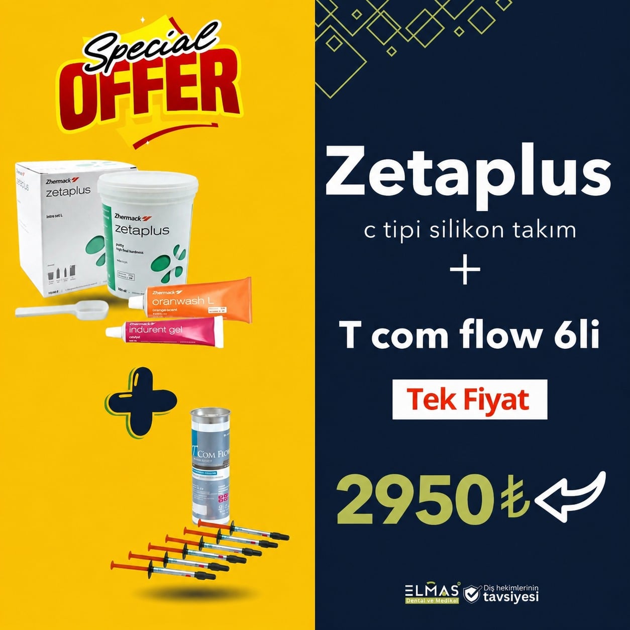 Nexobio T-Com Flow Akışkan Kompozit+ZHERMACK ZetaPlus C Tipi Silikon Takım