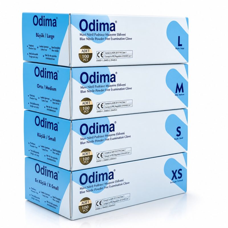 Odima marka Nitril mavi eldiven