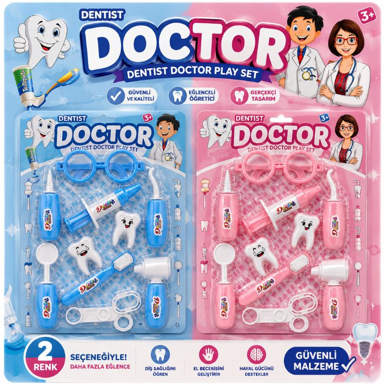 Oyuncak Diş Doktor Seti 10 Parça Dişçi