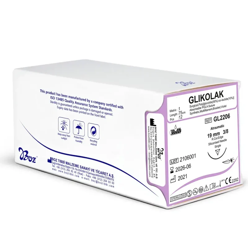 Glikolak 3/0 , 4/0 , 5/0 16 3/8 Keskin (Δ) 75cm PGLA Emilebilir Sütür 12 Ad./Pkt