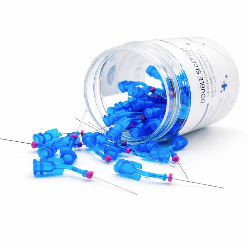 Raito İrrigasyon İğnesi Açılı Çift Delikli Stoperli 50 Adet