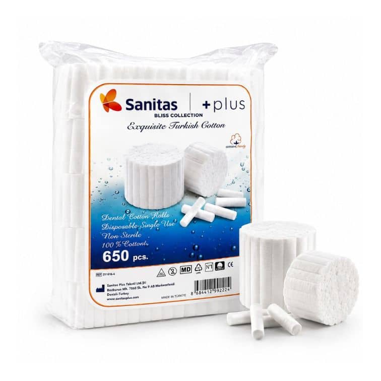 Sanitas Plus Dental Cotton Rolls rulo pamuk 650 adet 1 numara