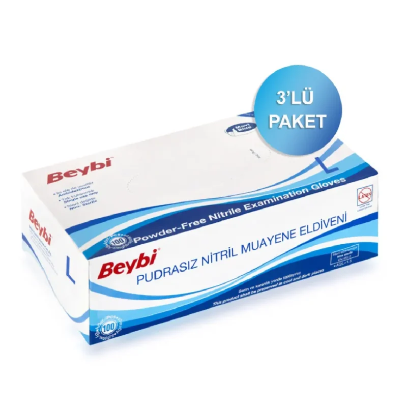 Beybi Nitril mavi Eldiven (3 paket x 100lük)