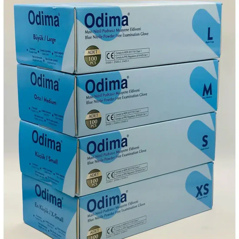 Odima marka Nitril mavi eldiven