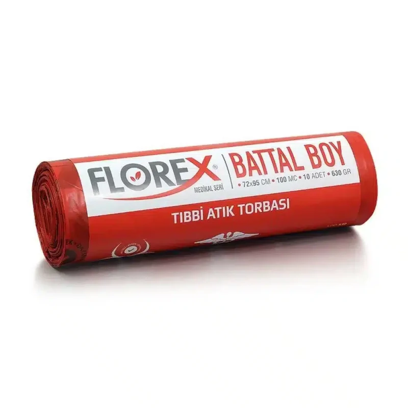 Florex Battal Boy Tıbbi Atık Torbası 72*95 10'lu Rulo