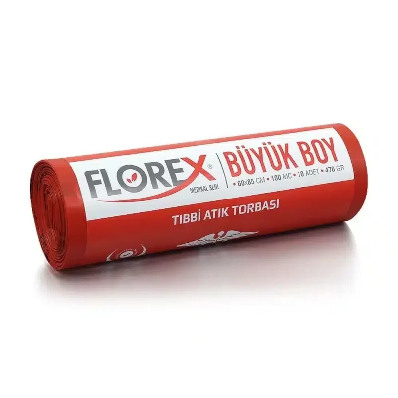 Florex Büyük Boy Tıbbi Atık Torbası 60*85 10'lu Rulo