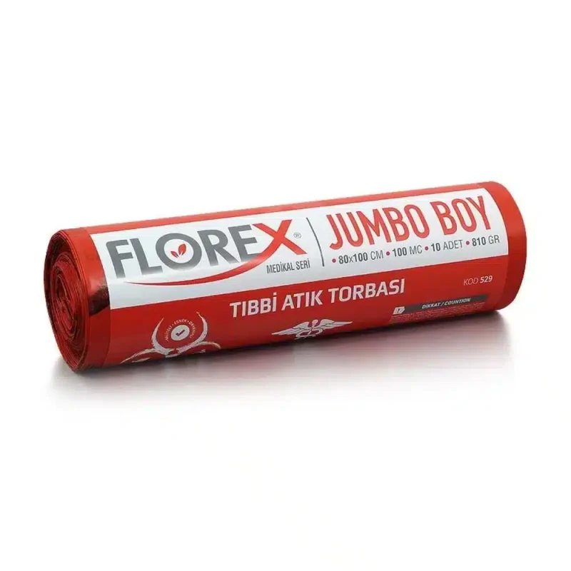 Image Florex Jumbo Boy Tıbbi Atık Torbası 80*110 10'lu Rulo