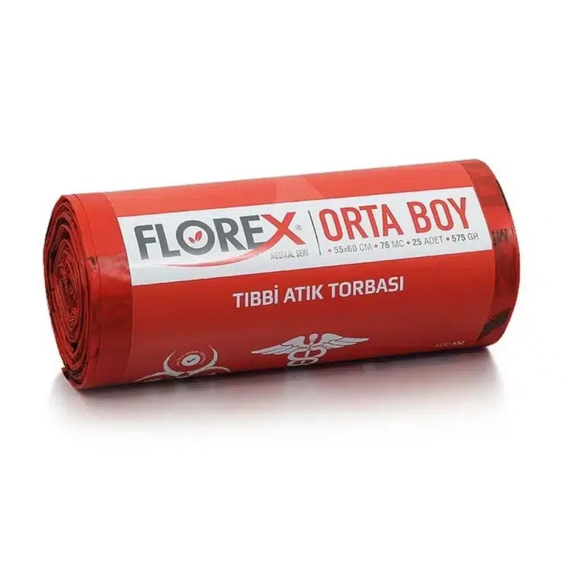 Florex Orta Boy Tıbbi Atık Torbası 55*60 25'li Rulo