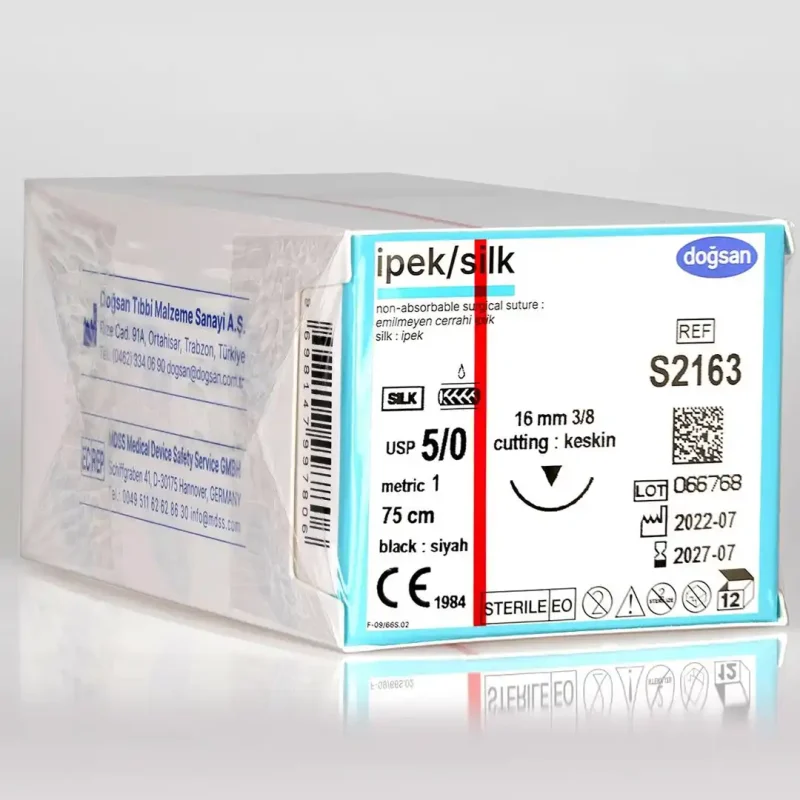 Doğsan İpek 3/0 . 4/0 . 5/0 20 3/8 Keskin 75cm İpek Emilemeyen Sütür 12 Adet (Δ)