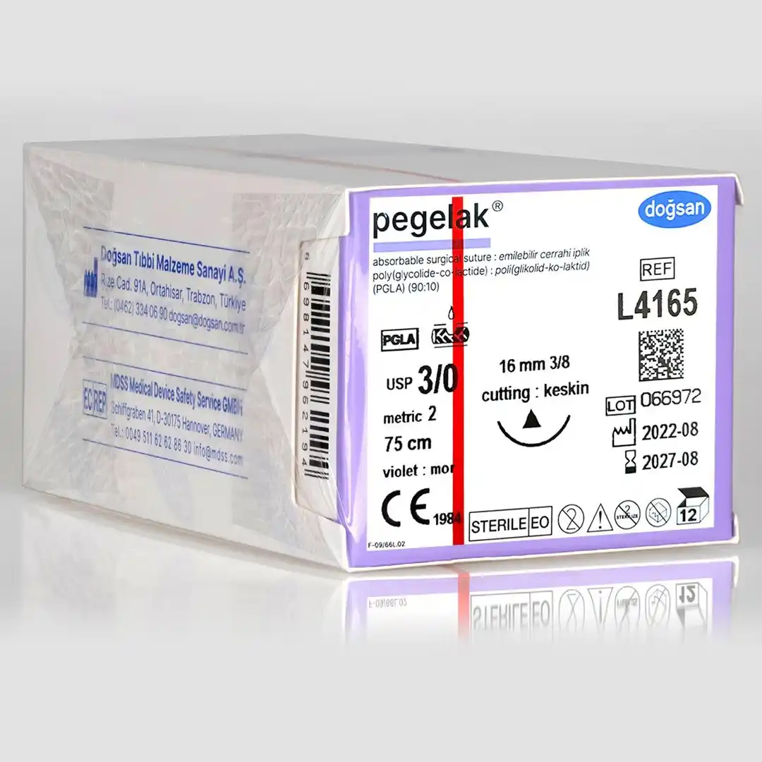 Doğsan Pegelak 3/0 , 4/0 , 5/0 16 3/8 Keskin (Δ) 75cm PGLA Emilebilir Sütür 12 Ad./Pkt - Görsel 3