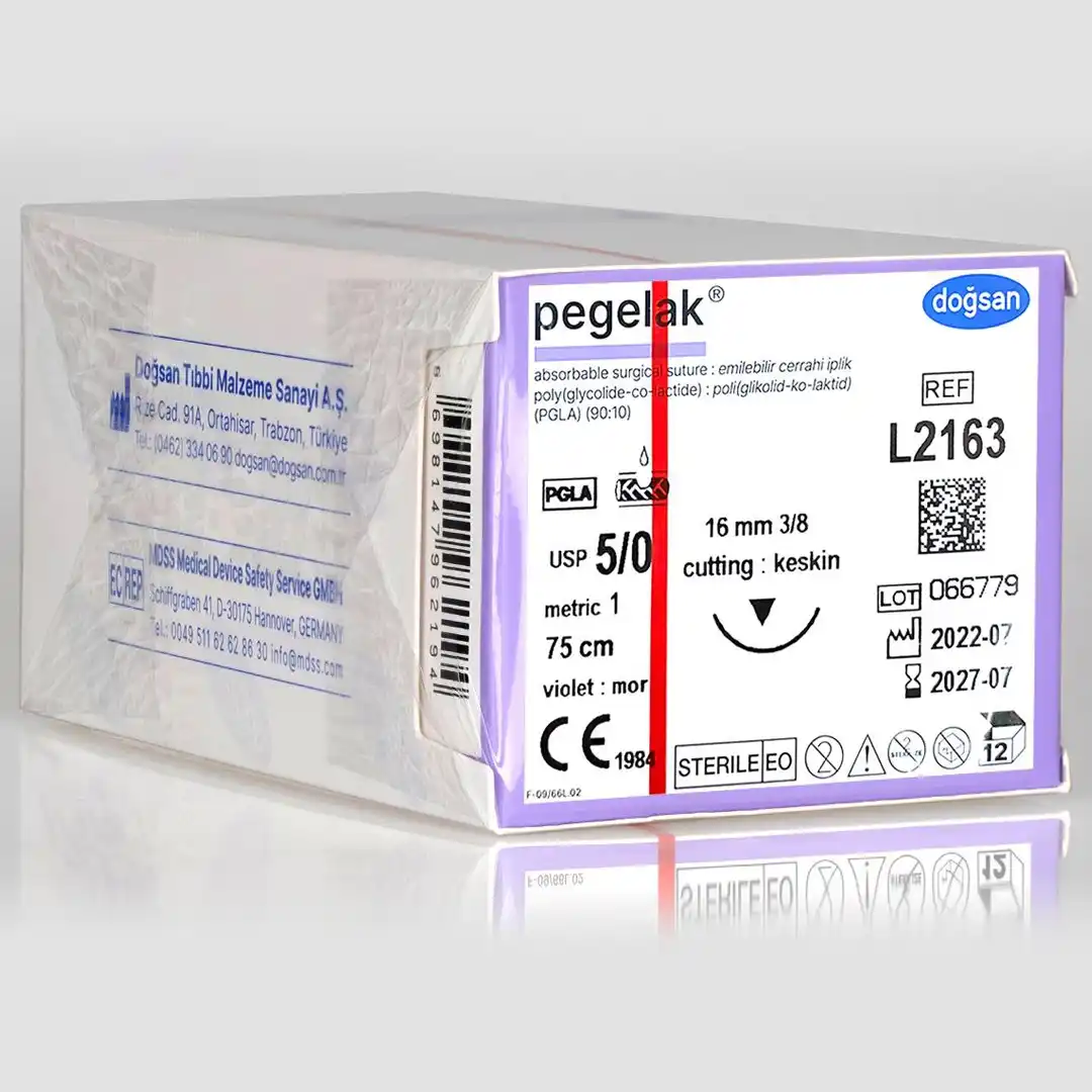 Doğsan Pegelak 3/0 , 4/0 , 5/0 16 3/8 Keskin (Δ) 75cm PGLA Emilebilir Sütür 12 Ad./Pkt