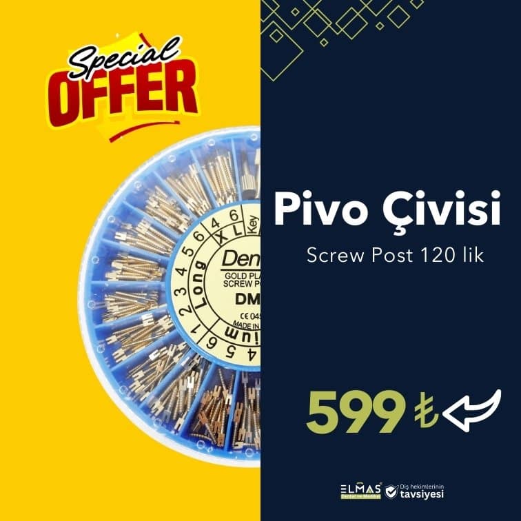 Screw Post - Gold Plated Pivo Çivisi Post Core 120 Lık Asorti Set