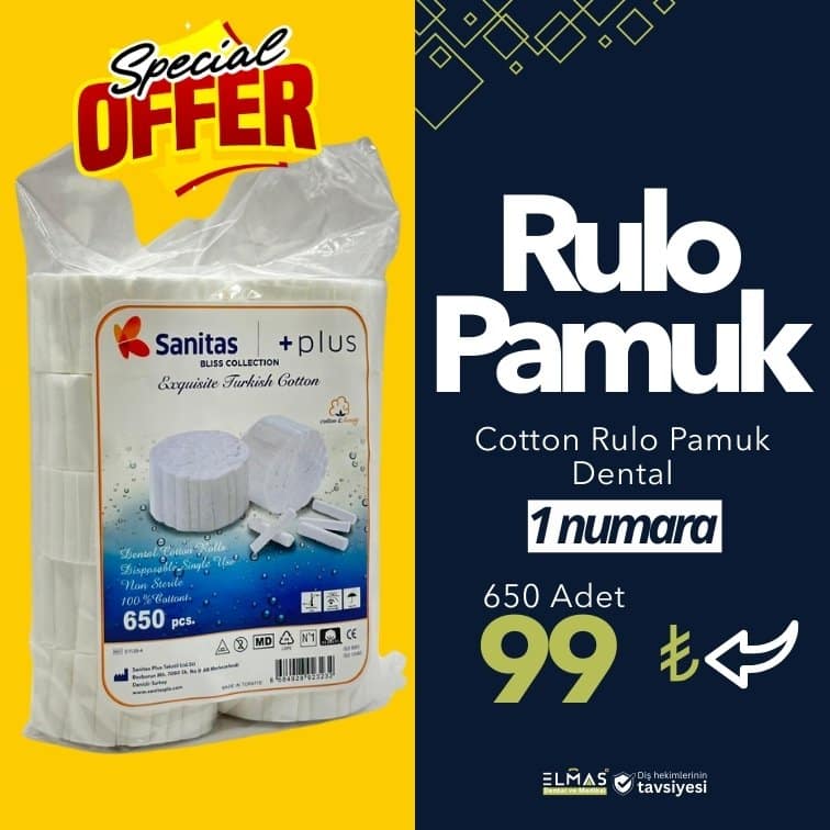 Sanitas Plus Dental Cotton Rolls rulo pamuk 500 adet 1 numara