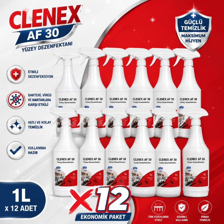 CLENEX AF 30 Yüzey Dezenfektanı (Hazır Sprey) – Hızlı ve Etkili Hijyen Çözümü