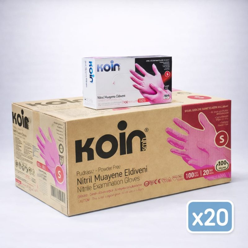 pembe Koin Nitril Muayane Eldiveni
