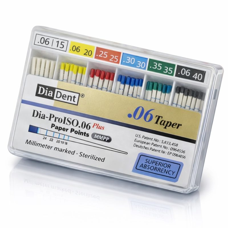 Diadent Açılı Paper Points 06 – Taperli absorbent Paper Points 06