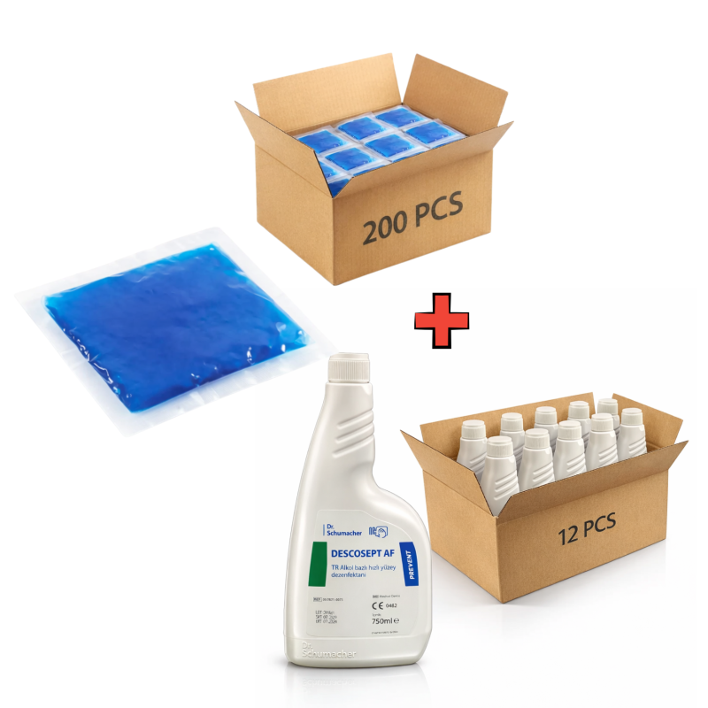 Soğuk Sıcak Kompres Jel (200 Adet) + Dr. Schumacher Descosept AF 750 ml (12 Adet) – Avantajlı Klinik Paket