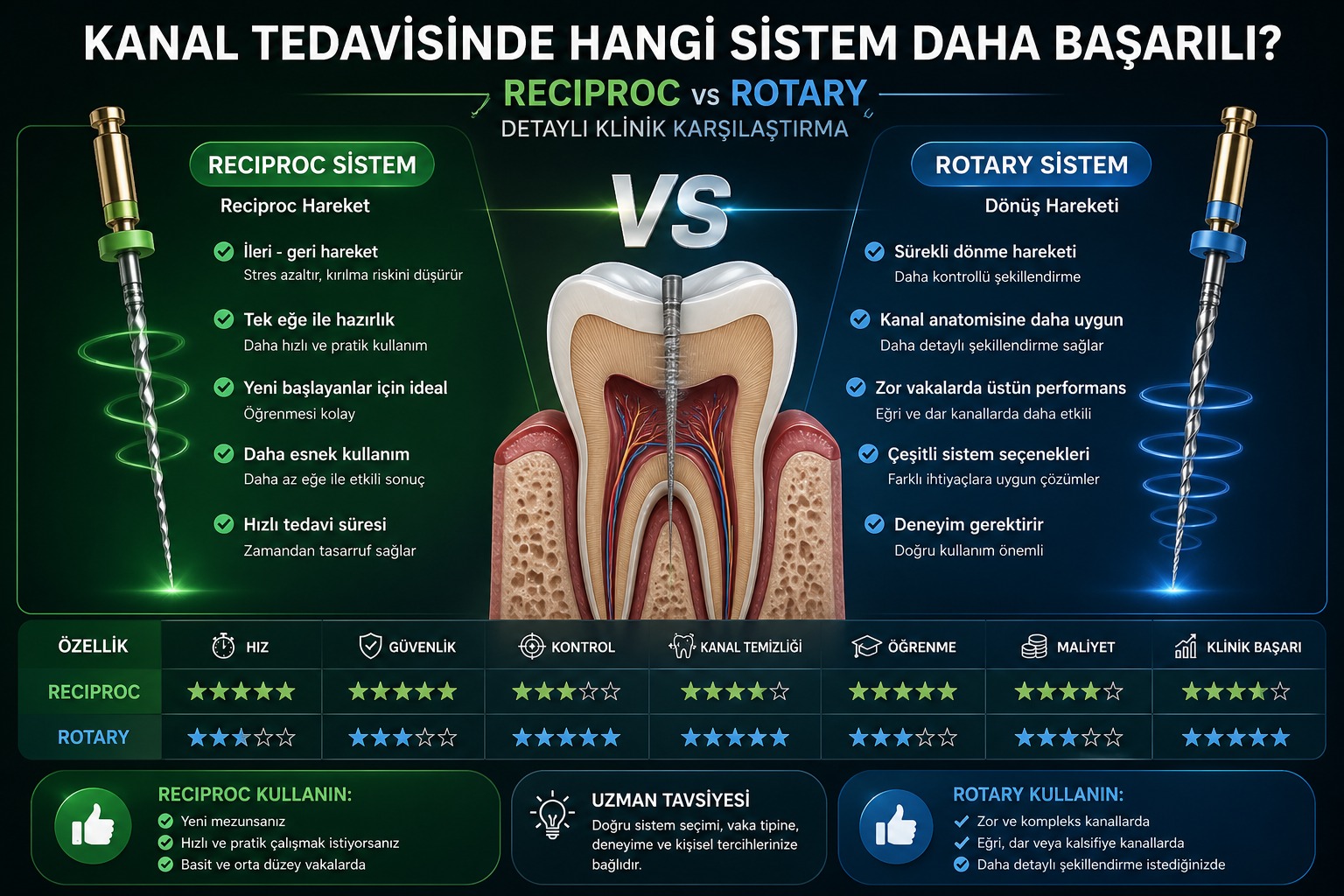 🦷 “Kanal Tedavisinde Hangi Sistem Daha Başarılı (Reciproc vs Rotary Detaylı Klinik Karşılaştırma)”