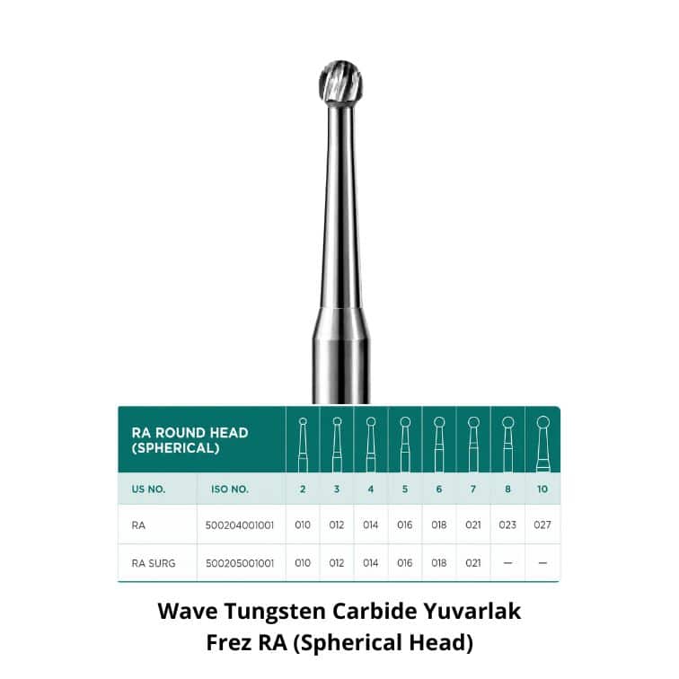 Wave Tungsten Carbide Yuvarlak Frez RA (Spherical Head)
