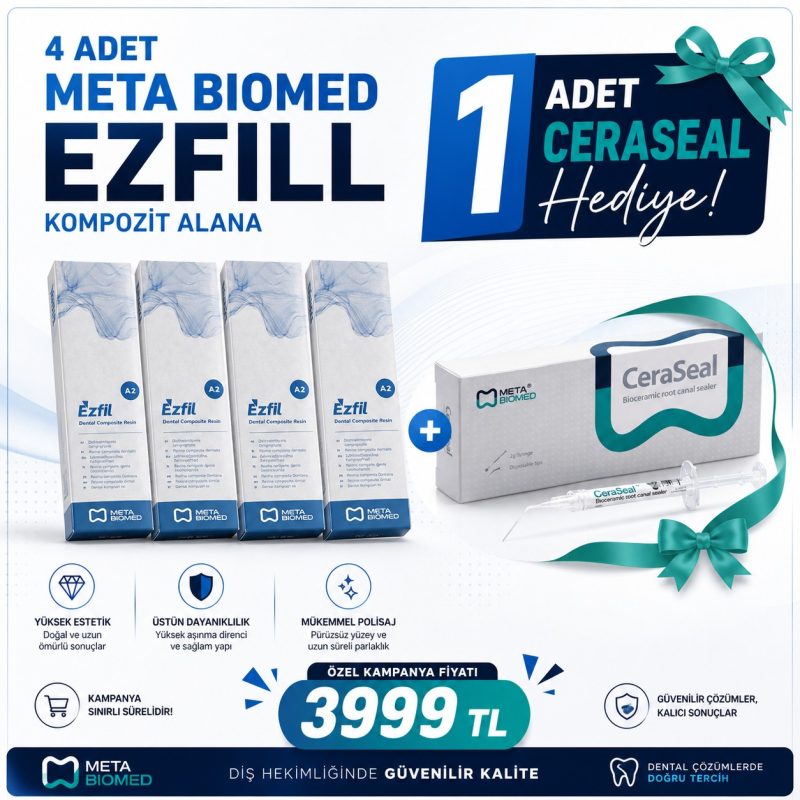 4 adet Meta Biomed Ezfill Kompozit alana + CeraSeal Biyoseramik Kanal Patı hediye