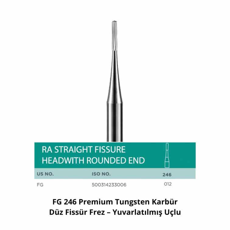 FG 246 Premium Tungsten Karbür Düz Fissür Frez – Yuvarlatılmış Uçlu
