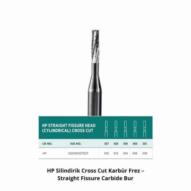 HP Silindirik Cross Cut Karbür Frez – Straight Fissure Carbide Bur