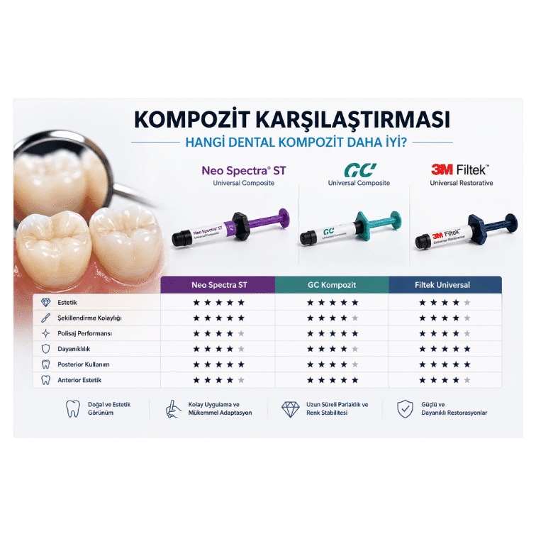 Kompozit Karşılaştırması Hangi Dental Kompozit Daha İyi (Neo Spectra, GC, Filtek ve Daha Fazlası)