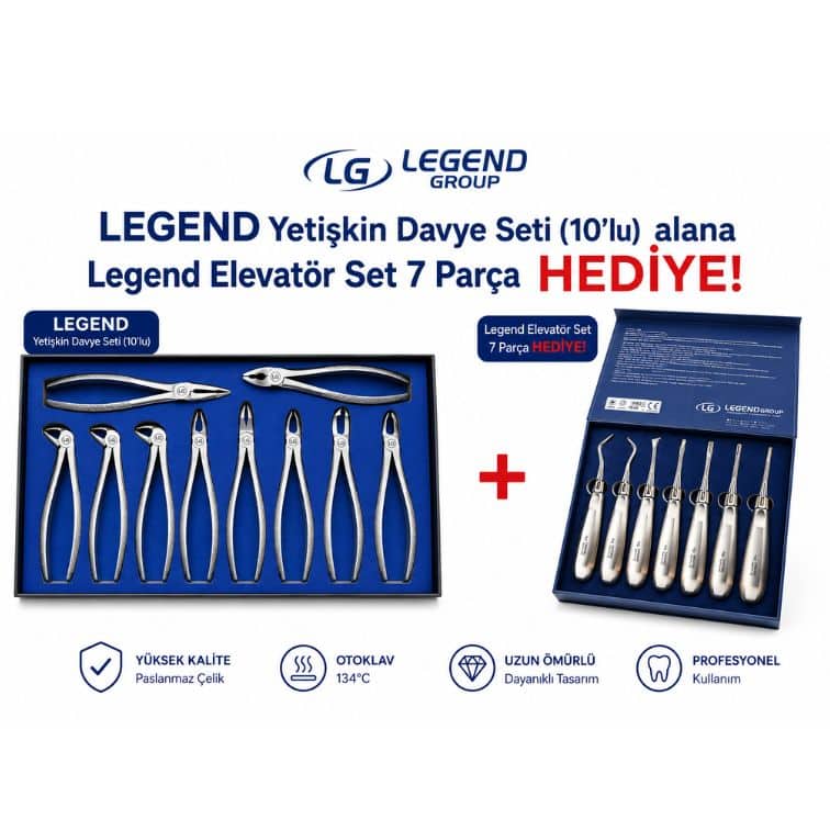 LEGEND Yetişkin Davye Seti (10’lu) Alana 🎁 Legend Elevatör Seti 7 Parça HEDİYE!
