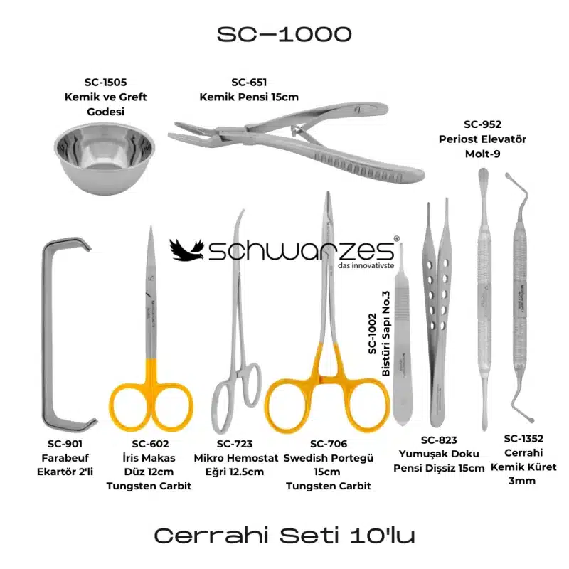 SCHWARZES Cerrahi Seti 10’lu