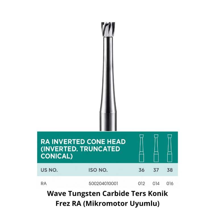 Wave Tungsten Carbide Ters Konik Frez RA (Mikromotor Uyumlu)
