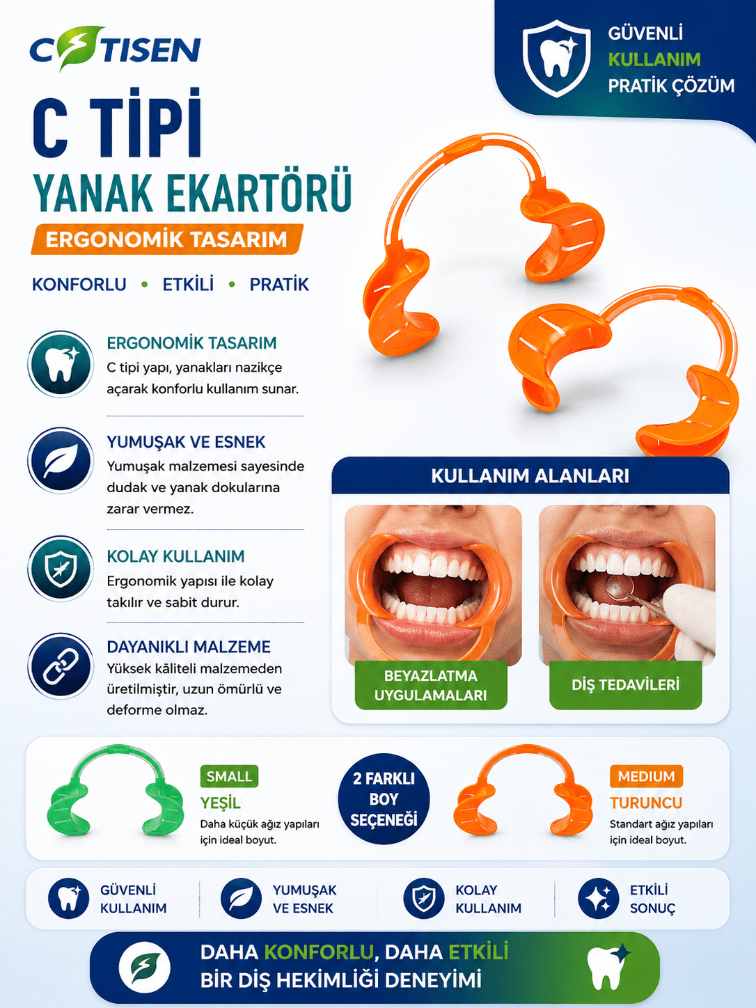 C Tipi Yanak Ekartörü – Ergonomik