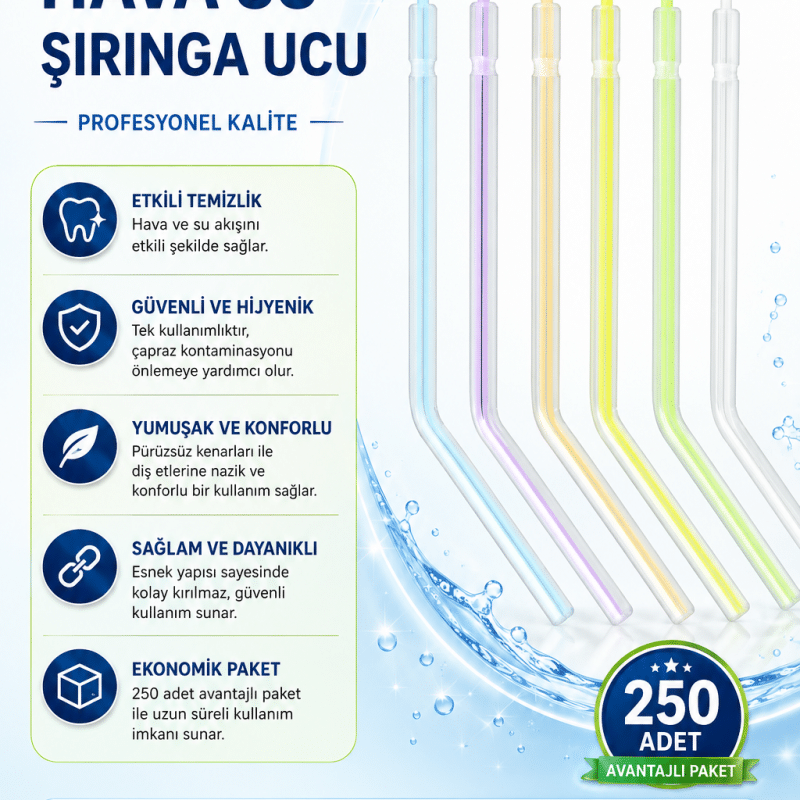 Cotisen Hava–Su Şırınga Ucu (250 Adet)