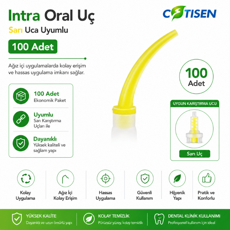 Cotisen Intra Oral Uç - Sarı Uca Uyumlu (100 Adet)