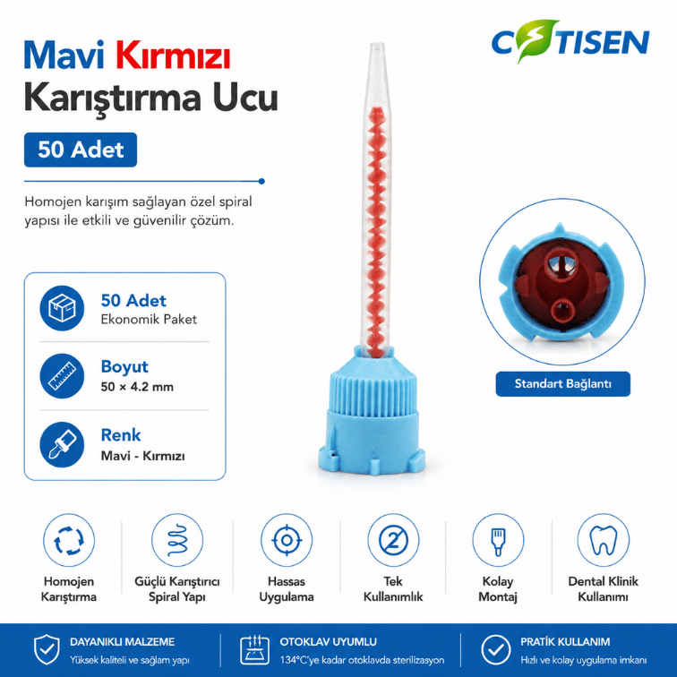 Cotisen Mavi-Kırmızı Karıştırma Ucu