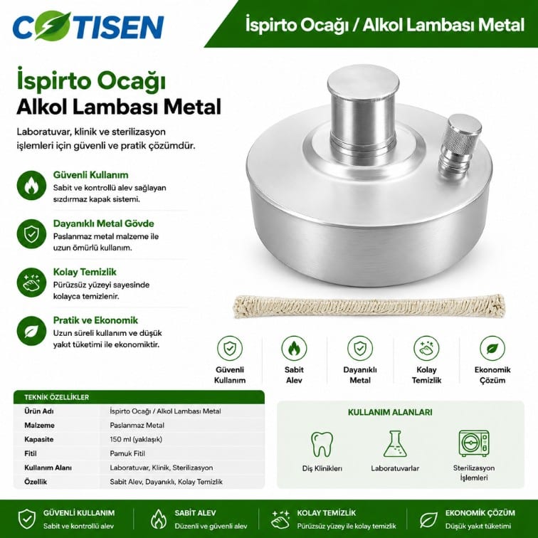 Cotisen Metal İspirto Ocağı (Alkol Lambası)