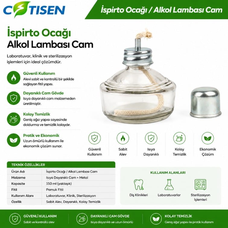 Cotisen cam alkol lambası