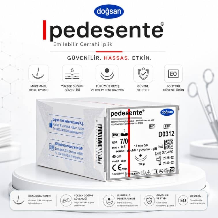 DOĞSAN Pedesente PDO 7/0 Emilebilir Monofilament Sütür