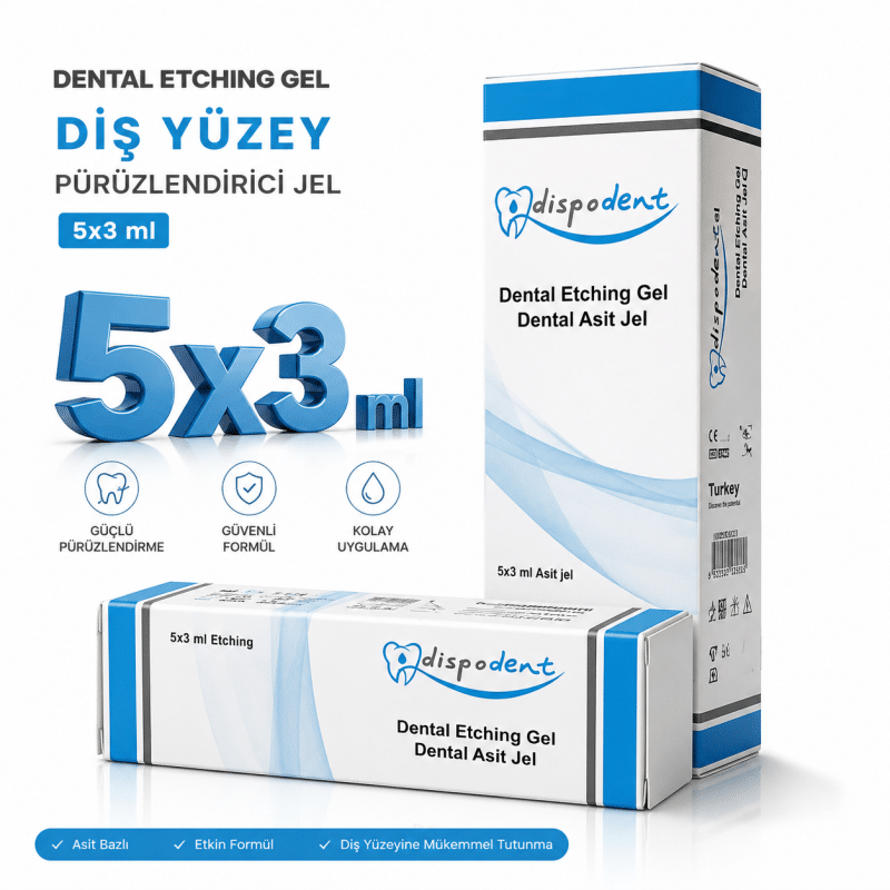 Dispodent Dental Etching Gel 5 × 3 ml – Diş Yüzey Pürüzlendirici Jel