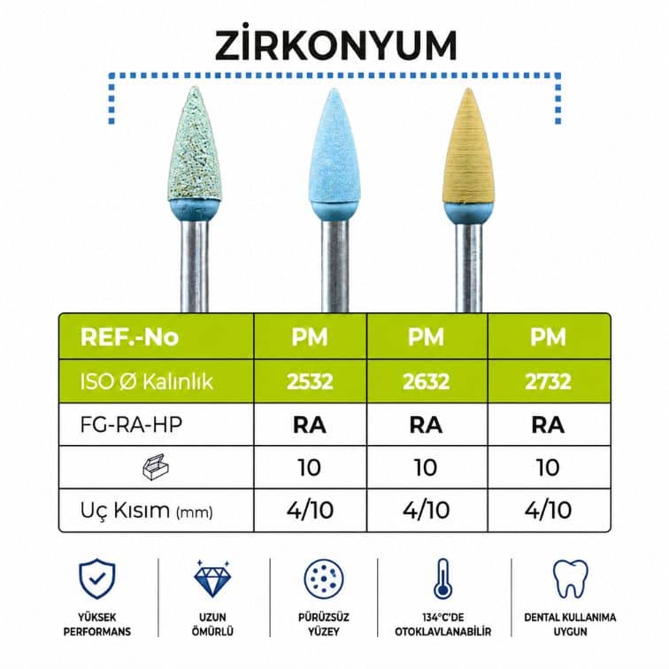 Elmas Dental Zirkonyum Polisaj Frez