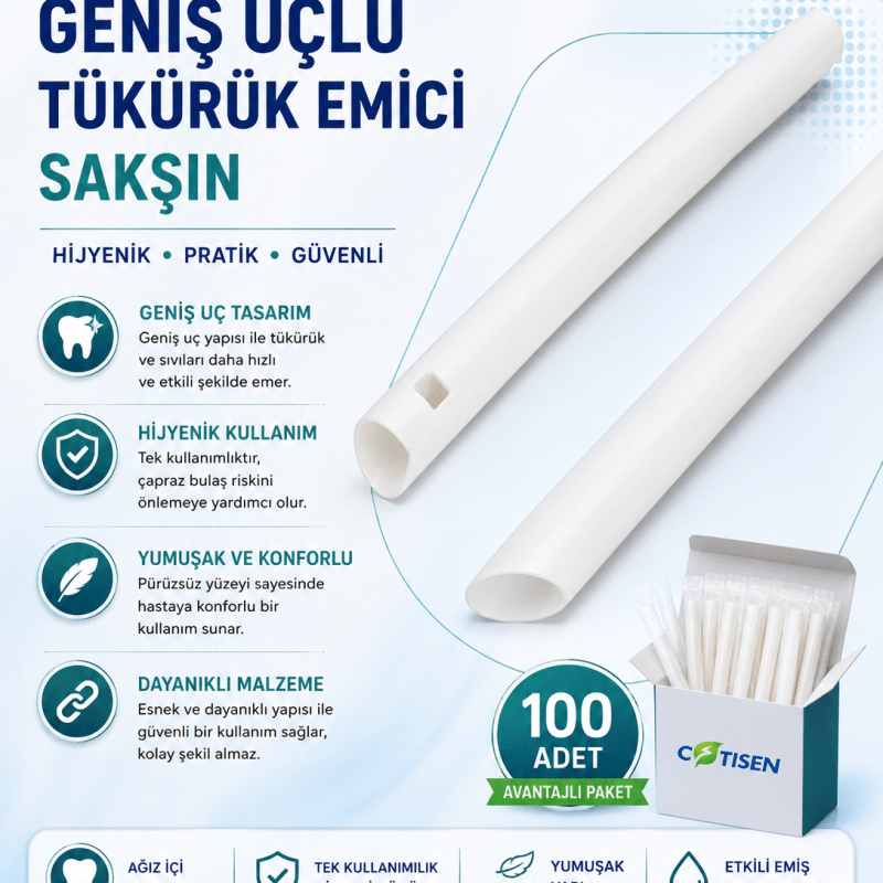 Geniş Uçlu Tükürük Emici Sakşın (100 Adet)