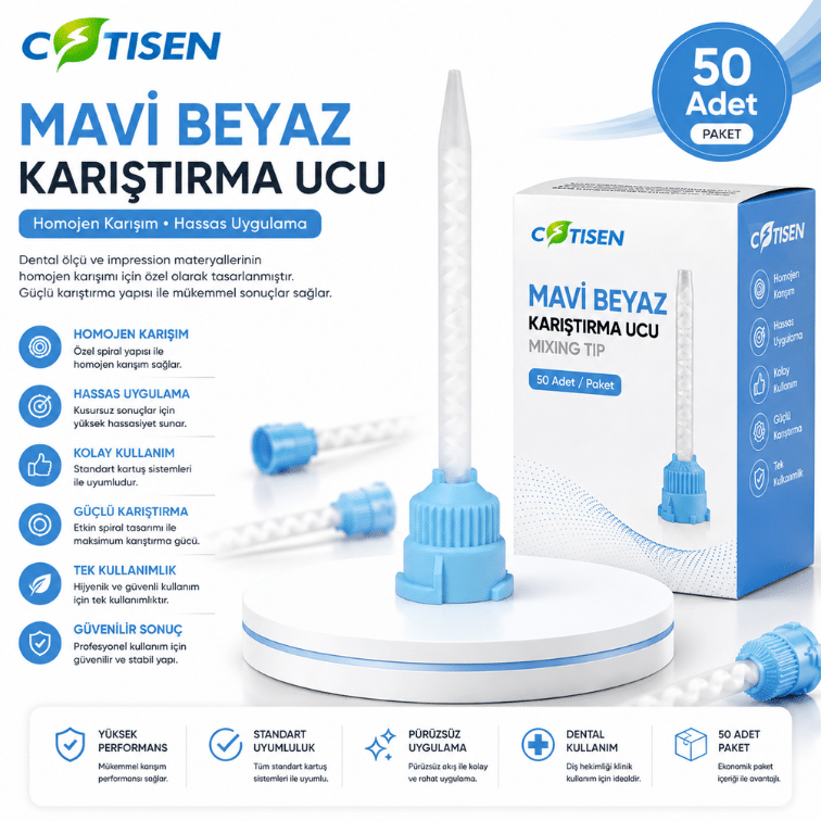 Mavi Beyaz Karıştırma Ucu (50 Adet)