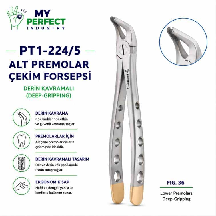 My Perfect Industry PT1-2245 Alt Premolar Çekim Forsepsi (Deep-Gripping) My Perfect Industry PT1-2245 Alt Premolar Çekim Forsepsi (Deep-Gripping)