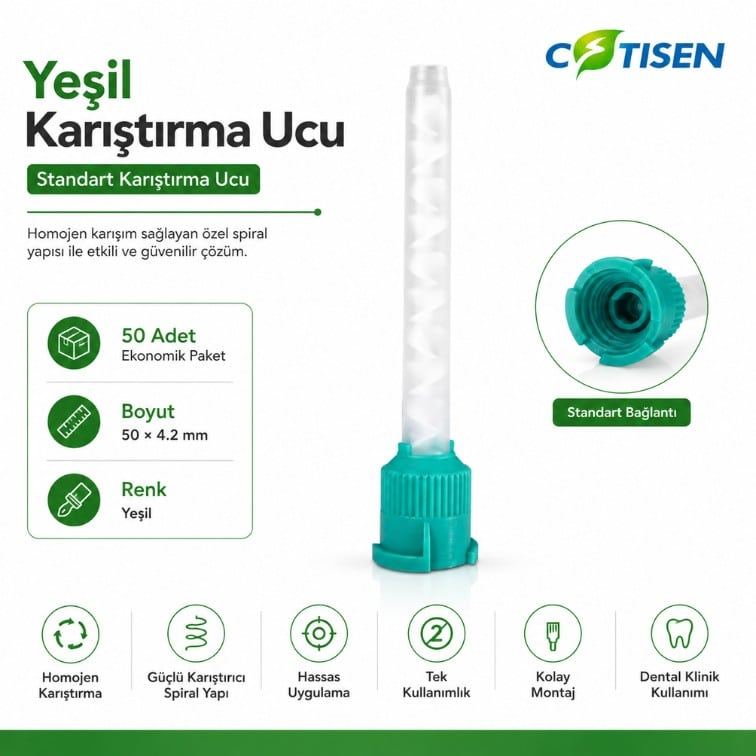 Yeşil Karıştırma Ucu (50 Adet)